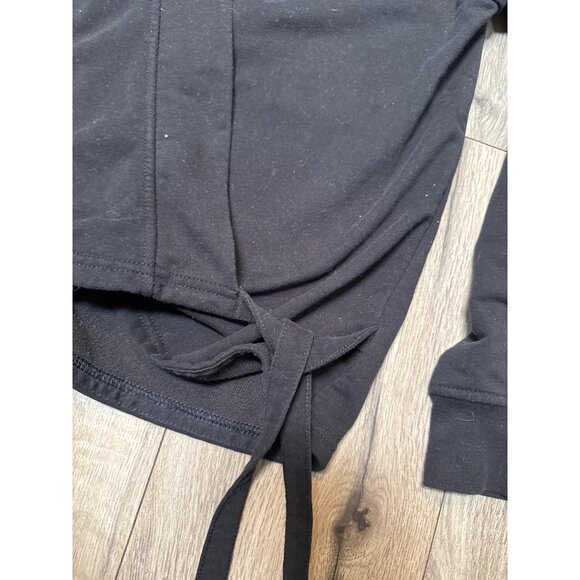 Athleta Retroterry Wrap Sweatshirt Womens Black Wrap Cardigan S Athletic Workout - Picture 2 of 12